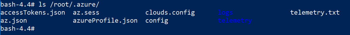 Azure-cli files created in /root/.azure