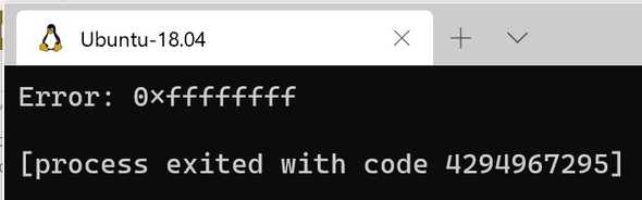 WSL bash prompt with error 0xffffffff