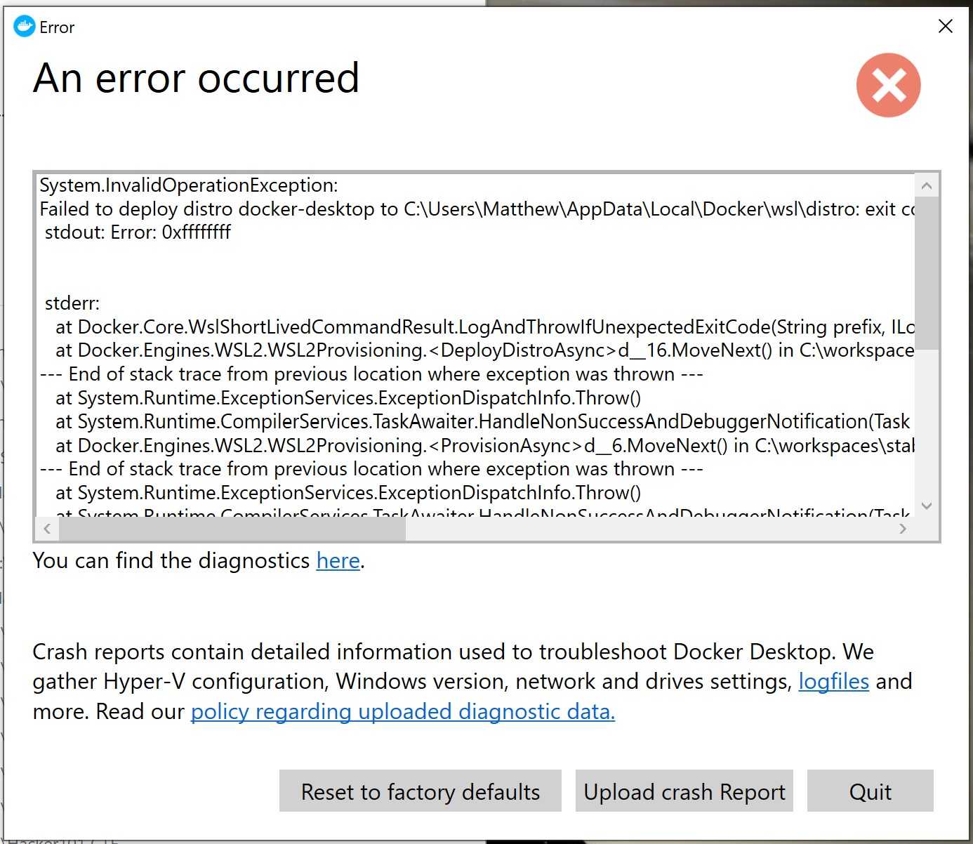 Docker WSL 2 Error 0xffffffff Matt DuFeu s Blog